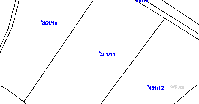 Parcela st. 451/11 v KÚ Žiželice u Žatce, Katastrální mapa