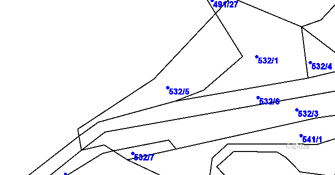 Parcela st. 532/5 v KÚ Žiželice u Žatce, Katastrální mapa