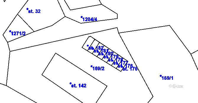Parcela st. 180 v KÚ Žiželice u Žatce, Katastrální mapa