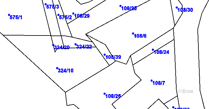 Parcela st. 108/39 v KÚ Žiželice u Žatce, Katastrální mapa