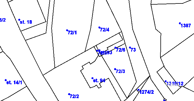 Parcela st. 72/5 v KÚ Žiželice u Žatce, Katastrální mapa