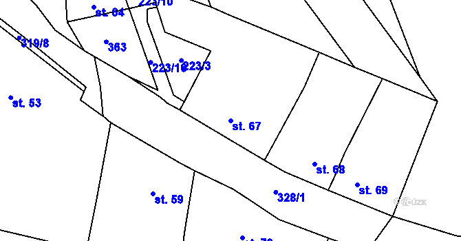 Parcela st. 67 v KÚ Drnov, Katastrální mapa