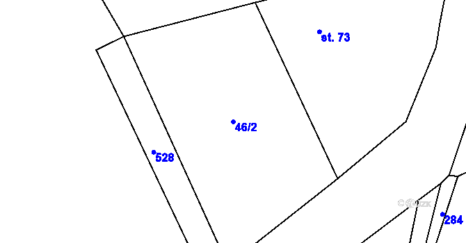 Parcela st. 46/2 v KÚ Drnov, Katastrální mapa