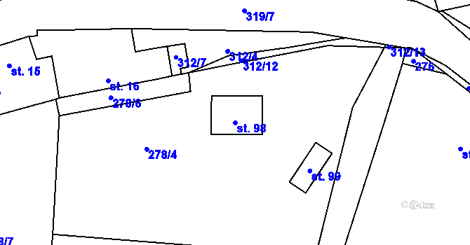 Parcela st. 98 v KÚ Drnov, Katastrální mapa