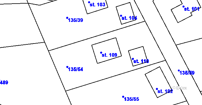 Parcela st. 109 v KÚ Drnov, Katastrální mapa