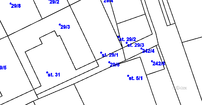 Parcela st. 29/1 v KÚ Luníkov, Katastrální mapa