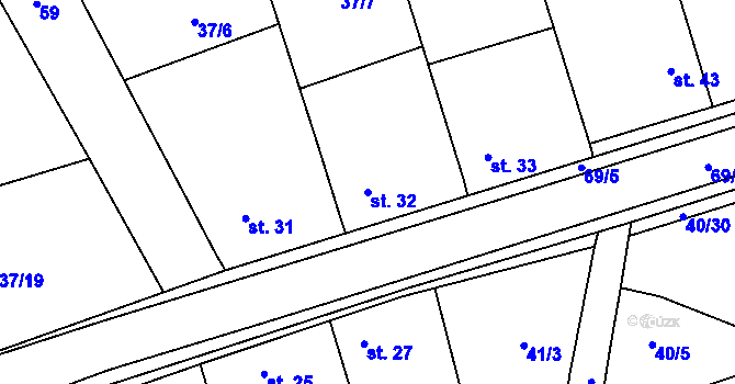 Parcela st. 32 v KÚ Osluchov, Katastrální mapa