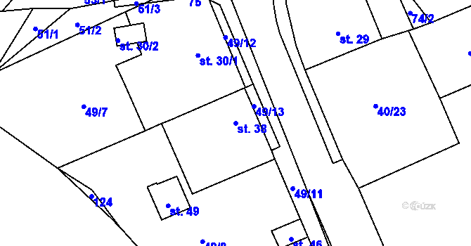Parcela st. 38 v KÚ Osluchov, Katastrální mapa