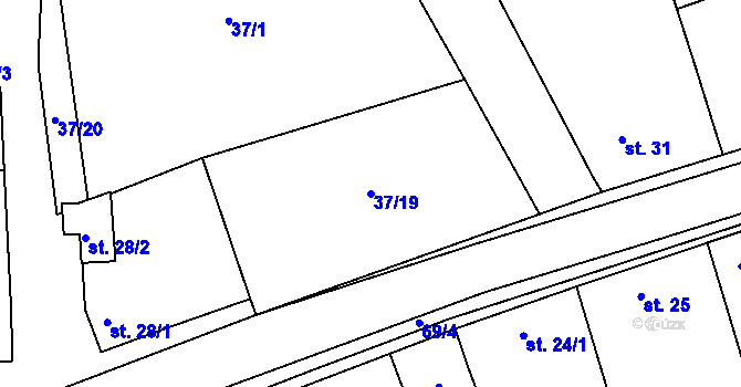 Parcela st. 37/19 v KÚ Osluchov, Katastrální mapa