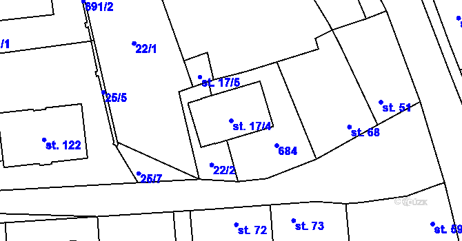 Parcela st. 17/4 v KÚ Žižice, Katastrální mapa