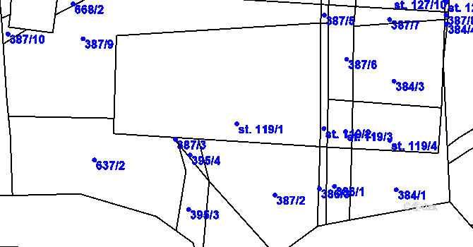 Parcela st. 119/1 v KÚ Žižice, Katastrální mapa