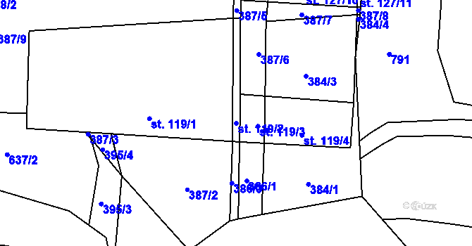 Parcela st. 119/2 v KÚ Žižice, Katastrální mapa