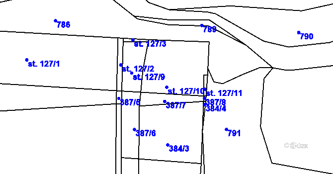 Parcela st. 127/10 v KÚ Žižice, Katastrální mapa