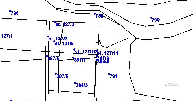 Parcela st. 127/11 v KÚ Žižice, Katastrální mapa