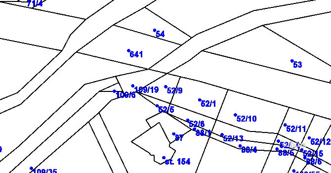 Parcela st. 52/9 v KÚ Žižice, Katastrální mapa