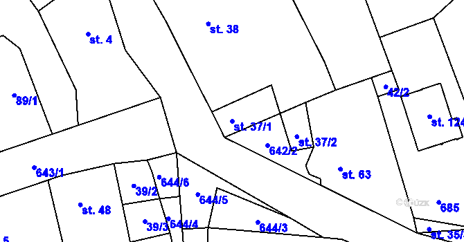 Parcela st. 37/1 v KÚ Žižice, Katastrální mapa