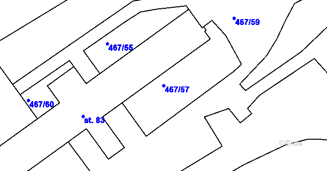 Parcela st. 467/57 v KÚ Žižice, Katastrální mapa
