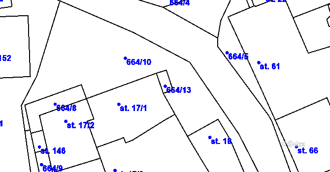 Parcela st. 664/13 v KÚ Žižice, Katastrální mapa