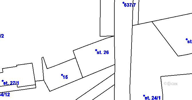 Parcela st. 26 v KÚ Žižice, Katastrální mapa