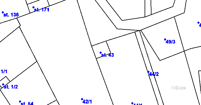 Parcela st. 43 v KÚ Žižice, Katastrální mapa
