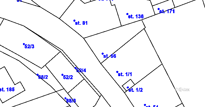 Parcela st. 56 v KÚ Žižice, Katastrální mapa