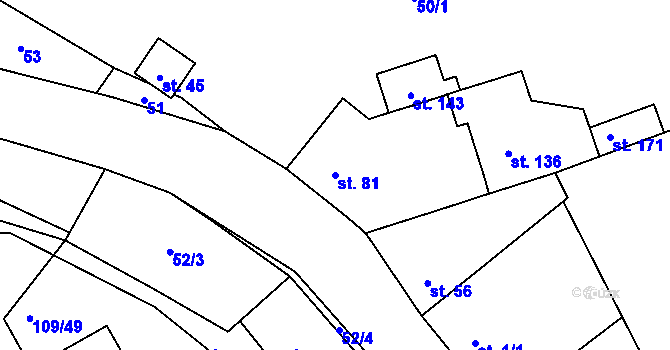 Parcela st. 81 v KÚ Žižice, Katastrální mapa