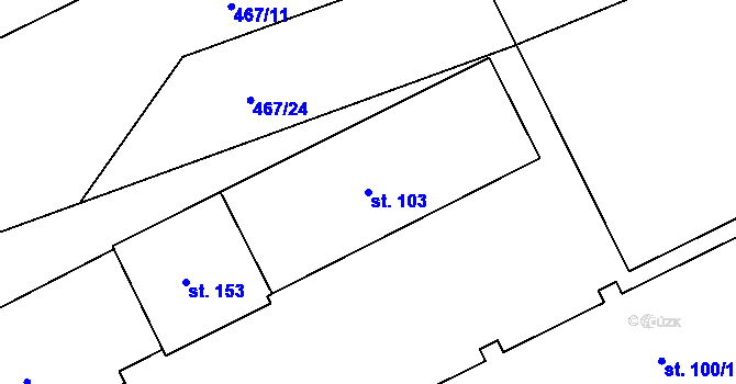 Parcela st. 103 v KÚ Žižice, Katastrální mapa