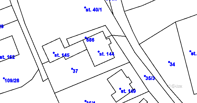 Parcela st. 144 v KÚ Žižice, Katastrální mapa