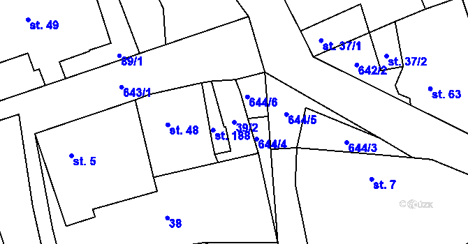 Parcela st. 39/2 v KÚ Žižice, Katastrální mapa