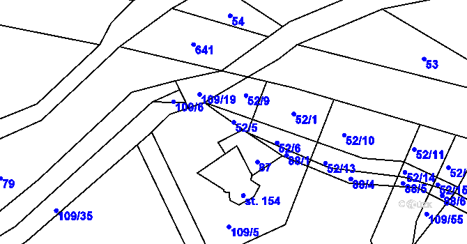 Parcela st. 52/5 v KÚ Žižice, Katastrální mapa