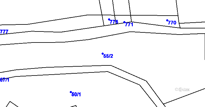 Parcela st. 55/2 v KÚ Žižice, Katastrální mapa
