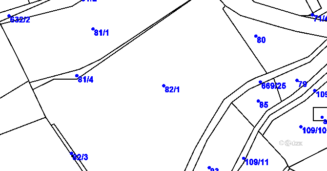 Parcela st. 82/1 v KÚ Žižice, Katastrální mapa