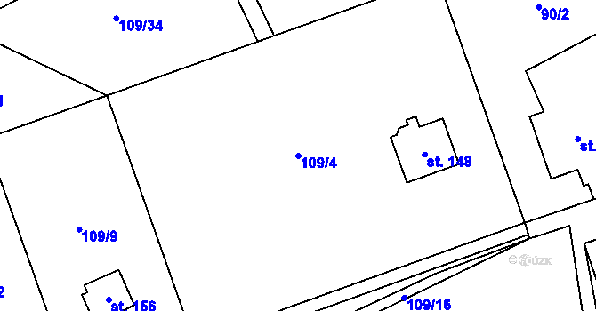 Parcela st. 109/4 v KÚ Žižice, Katastrální mapa