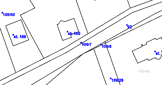 Parcela st. 109/7 v KÚ Žižice, Katastrální mapa