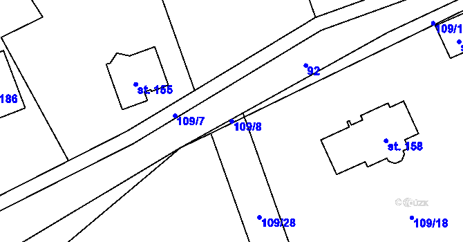 Parcela st. 109/8 v KÚ Žižice, Katastrální mapa