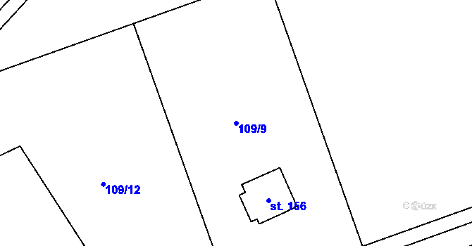 Parcela st. 109/9 v KÚ Žižice, Katastrální mapa