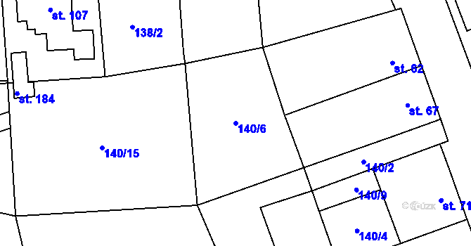Parcela st. 140/6 v KÚ Žižice, Katastrální mapa