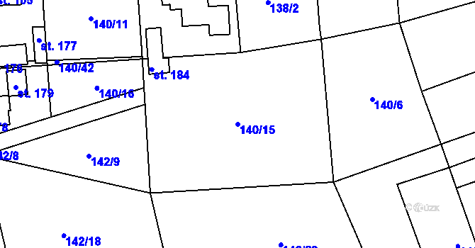 Parcela st. 140/15 v KÚ Žižice, Katastrální mapa