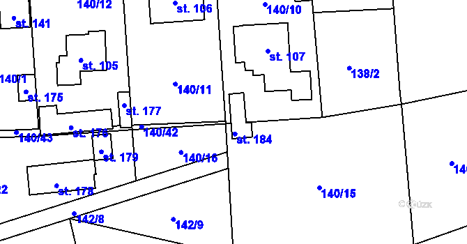 Parcela st. 140/41 v KÚ Žižice, Katastrální mapa