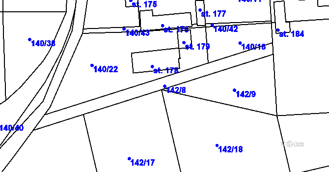 Parcela st. 142/8 v KÚ Žižice, Katastrální mapa