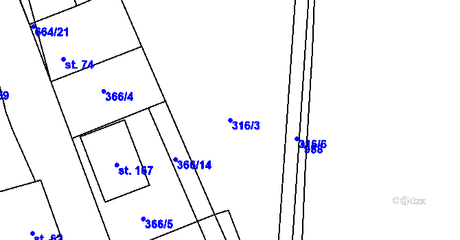 Parcela st. 316/3 v KÚ Žižice, Katastrální mapa