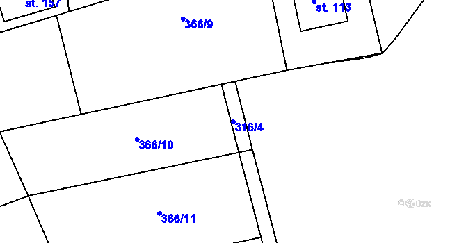 Parcela st. 316/4 v KÚ Žižice, Katastrální mapa