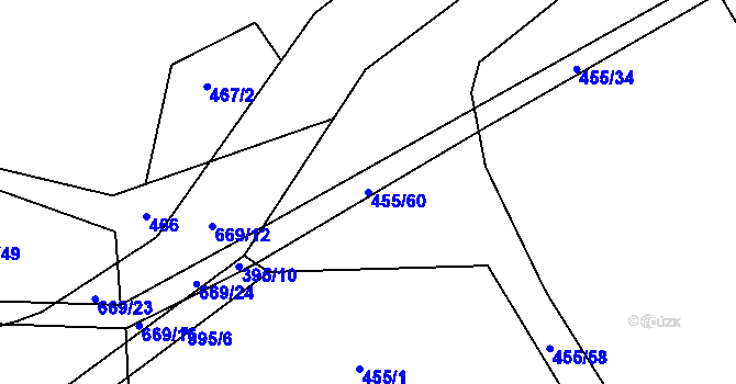 Parcela st. 455/60 v KÚ Žižice, Katastrální mapa