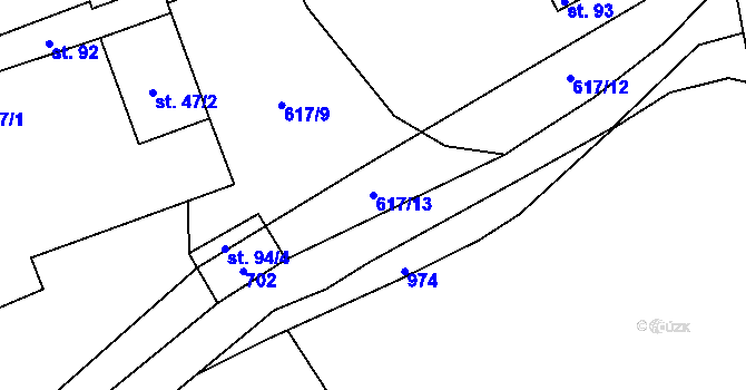 Parcela st. 617/13 v KÚ Žižice, Katastrální mapa