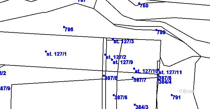 Parcela st. 127/2 v KÚ Žižice, Katastrální mapa