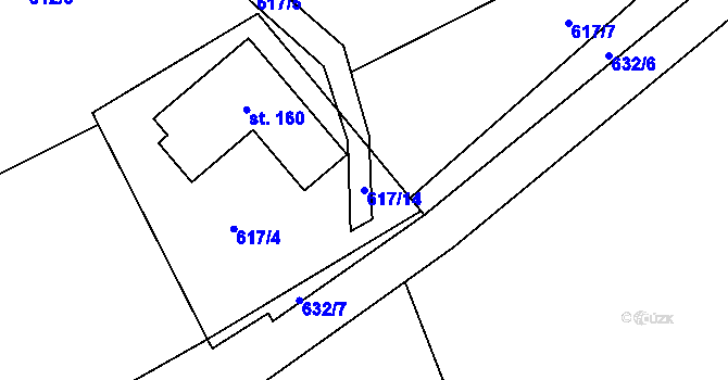 Parcela st. 617/14 v KÚ Žižice, Katastrální mapa