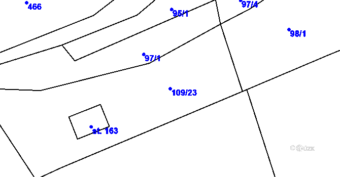 Parcela st. 109/23 v KÚ Žižice, Katastrální mapa