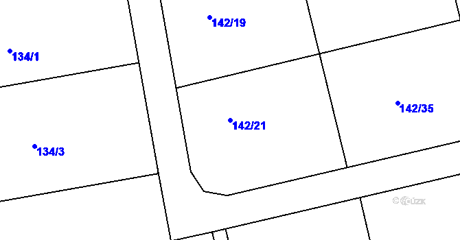 Parcela st. 142/21 v KÚ Žižice, Katastrální mapa