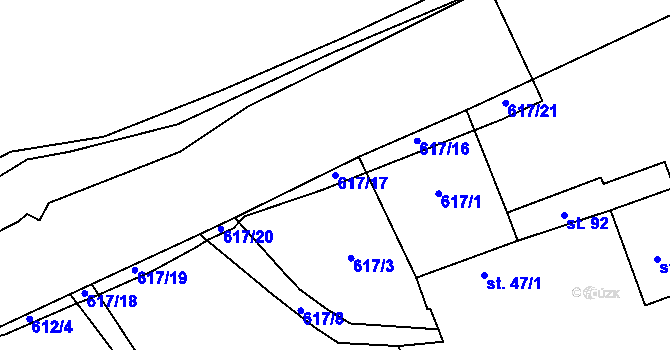 Parcela st. 617/17 v KÚ Žižice, Katastrální mapa