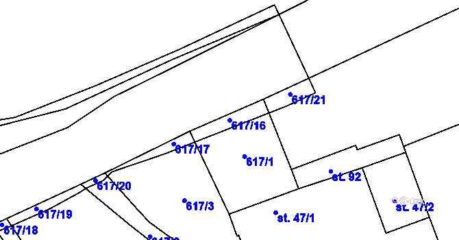 Parcela st. 617/16 v KÚ Žižice, Katastrální mapa
